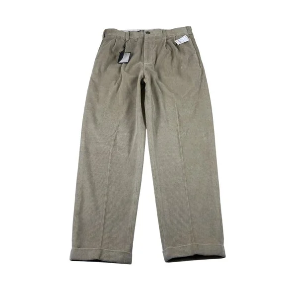 Brooks Brothers Elliot Corduroy Cuffed Pants Mens 34 x 30 Regular Fit Beige NWT